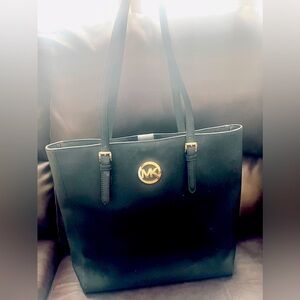 Michael Kors classic black leather tall tote. Gently used, great condition